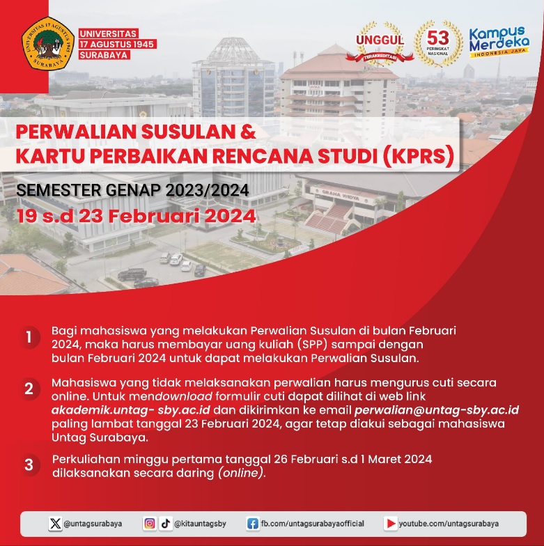 Perbaikan Rencana Studi dan Perwalian Susulan Semester Genap 2023/2024