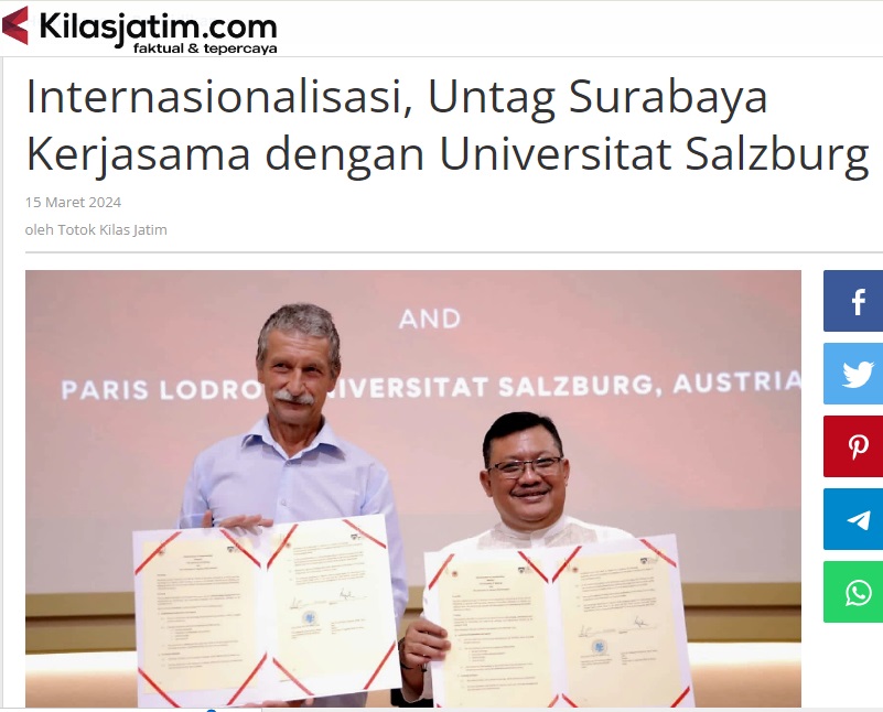 Internasionalisasi, Untag Surabaya Kerjasama dengan Universitat Salzburg