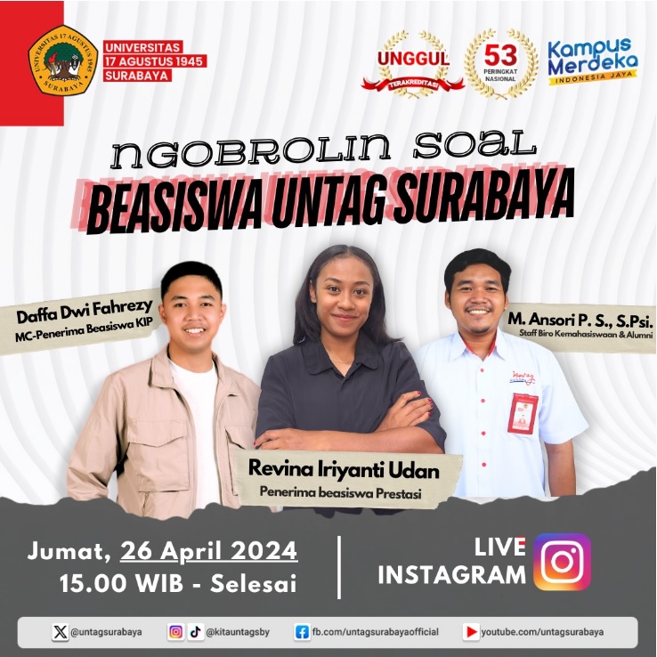 Yuk, Ikuti Live Instagram @kitauntag! Ngobrolin Soal Beasiswa Untag Surabaya!