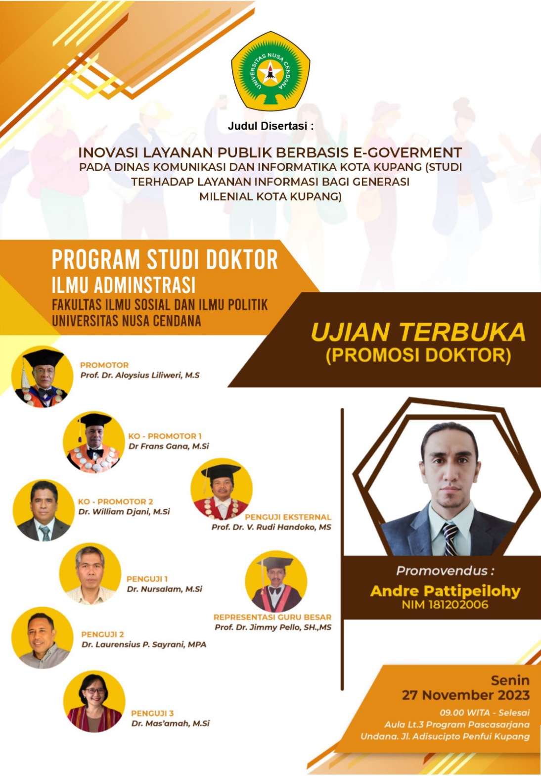 Prof. Dr. V. Rudy Handoko, MS Jadi Penguji Eksternal Ujian Terbuka Promosi Doktor di Universitas Nusa Cendana