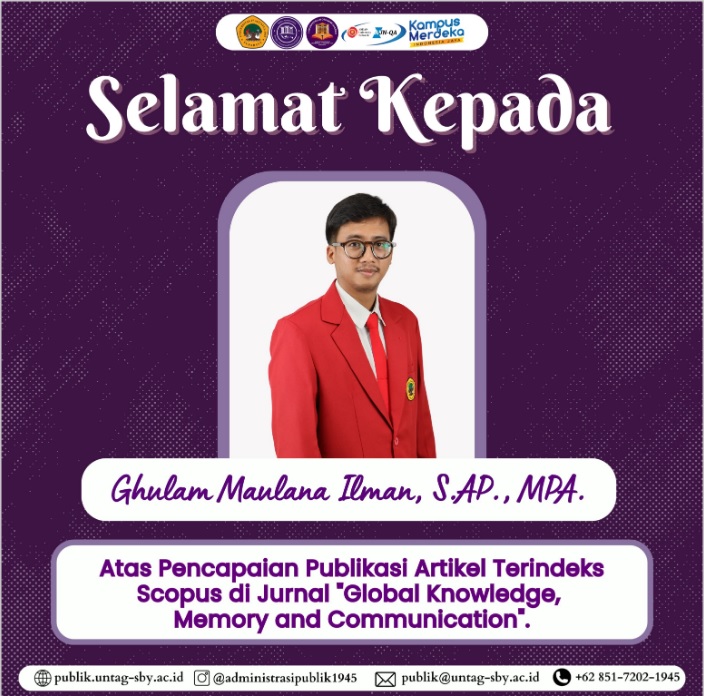 Selamat kepada Ghulam Maulana Ilman atas Publikasi Artikel Terindeks Scopus