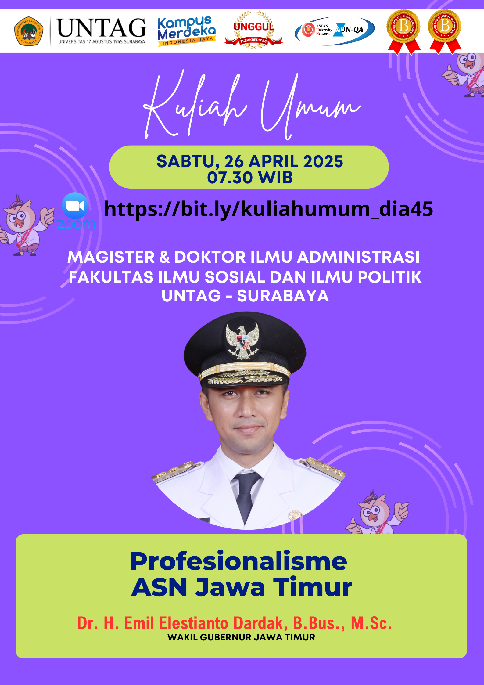 Jangan Lewatkan! Kuliah Umum Bersama Wakil Gubernur Jatim