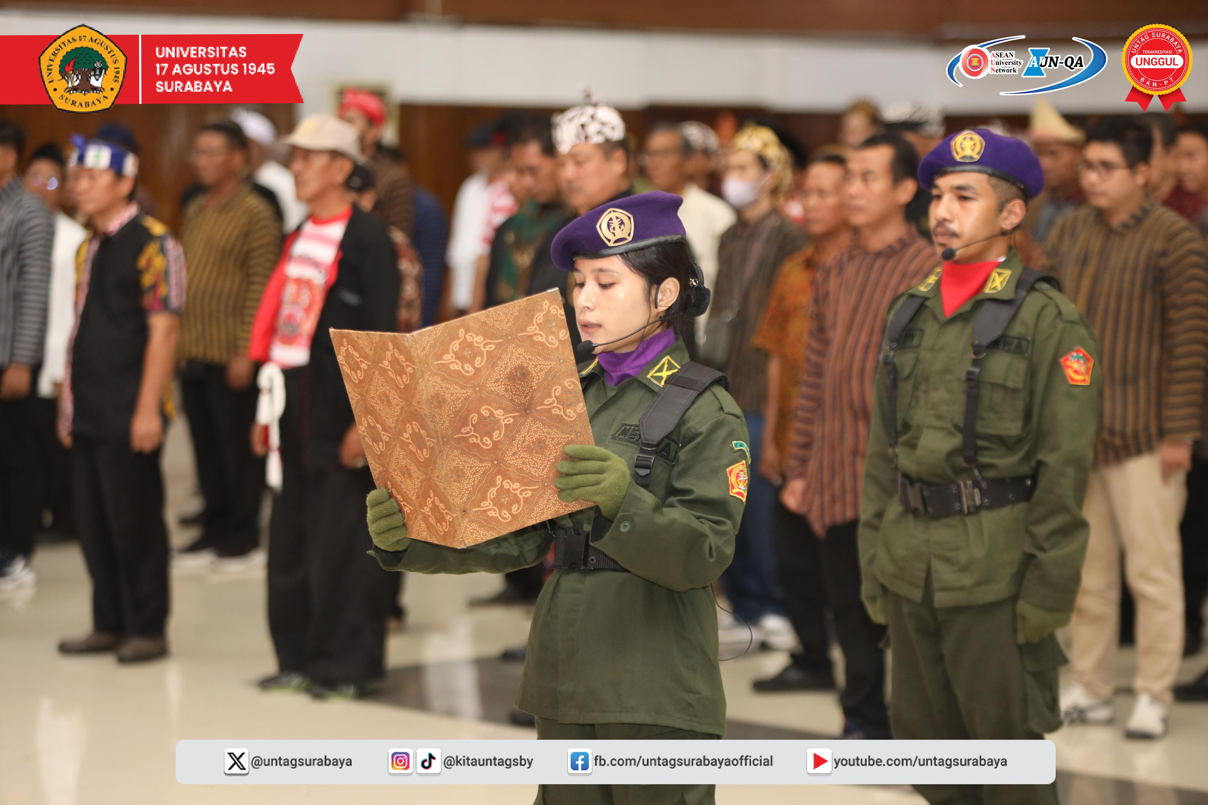 Nuansa Nusantara Warnai Upacara Hardiknas 2025 di UNTAG Surabaya