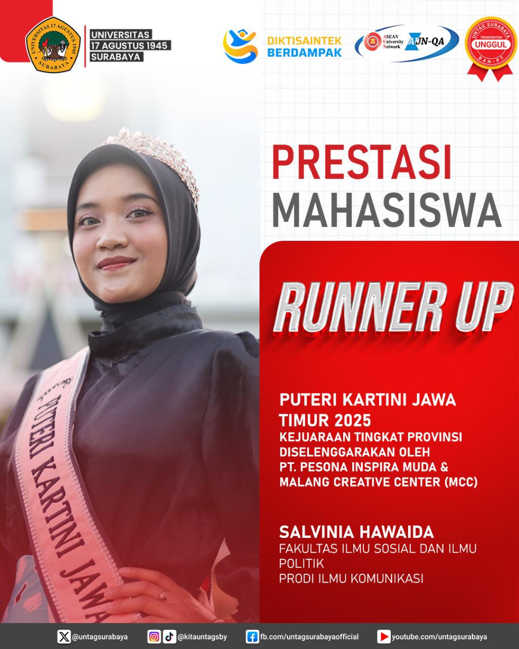 Apresiasi atas Prestasi Mahasiswa FISIP UNTAG Surabaya di Ajang Puteri Kartini Jawa Timur 2025